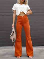 Velmira | Women’s High Waist Corduroy Flare Pants