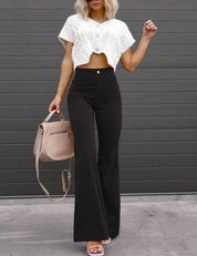 Velmira | Women’s High Waist Corduroy Flare Pants
