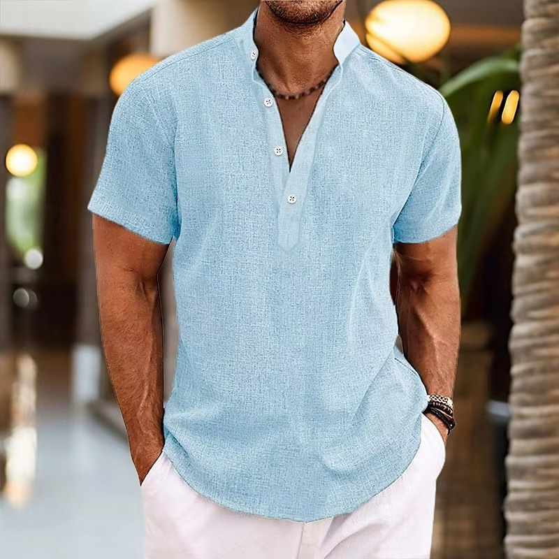 Lioren | Men’s Short Sleeve Linen Henley