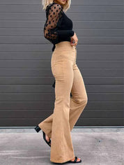 Velmira | Women’s High Waist Corduroy Flare Pants