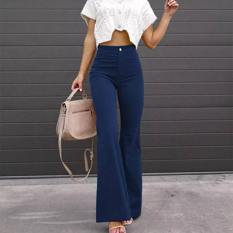 Velmira | Women’s High Waist Corduroy Flare Pants