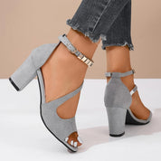 Elvara | Women’s Block Heel Sandals with Ankle Strap