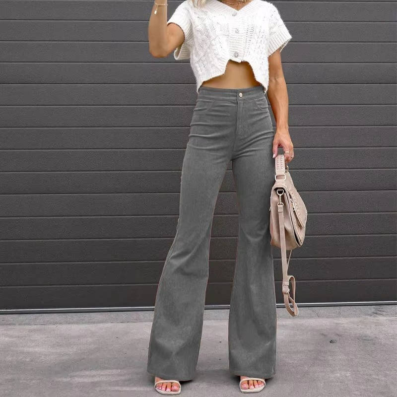 Velmira | Women’s High Waist Corduroy Flare Pants