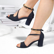 Elvara | Women’s Block Heel Sandals with Ankle Strap