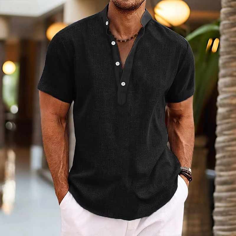 Lioren | Men’s Short Sleeve Linen Henley