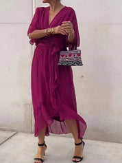 Josephine | Elegant Soft V-Neck Silk Dress for Women