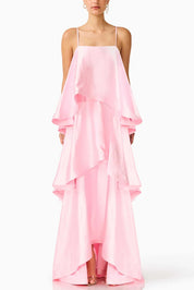 Soléa – Women's Satin Tiered Maxi Dress