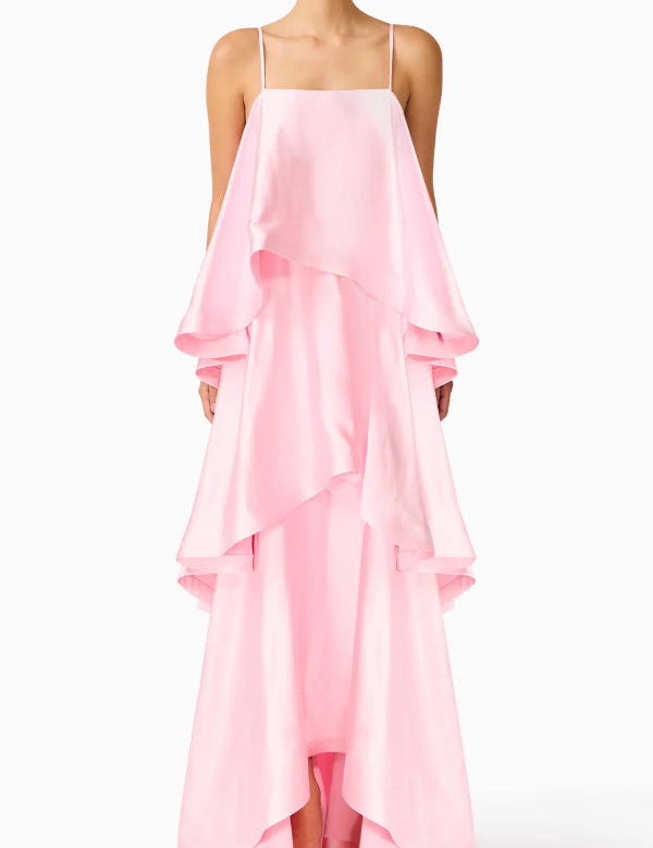 Soléa – Women's Satin Tiered Maxi Dress