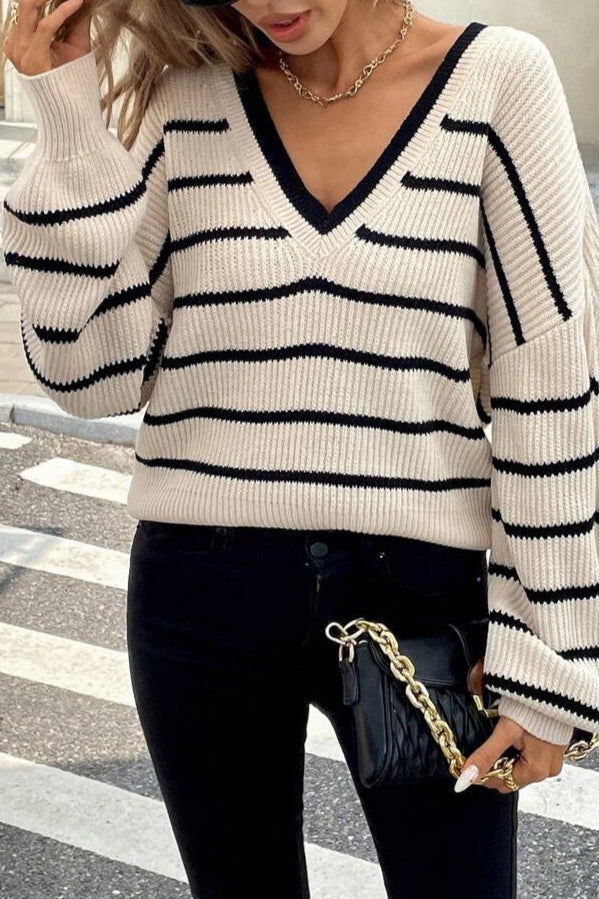 Elvoria – V-Neck Knit Sweater