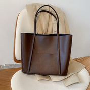 Santé du Bischoff | Women's Leather Top Handle Tote Bag - Simple Chic Large Capacity
