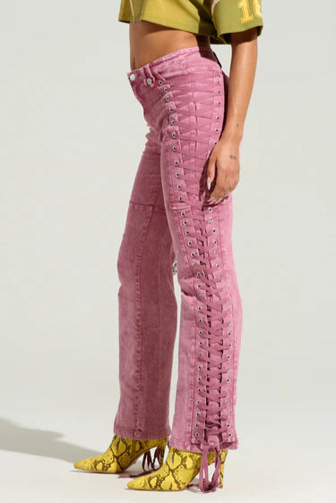 Elvara – Lace-Up Skinny Pants