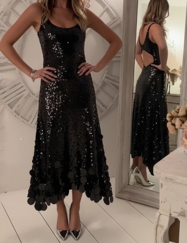Nyxara – Sequin Tassel Prom Maxi Dress