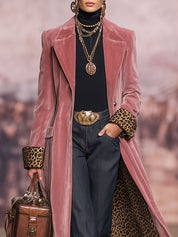 Leovara | Velvet Leopard Panel Coat