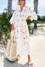 Liora – Eyelet Lace Midi Dress