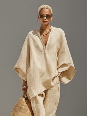 Serona - Women’s Textured Linen Two-Piece Set