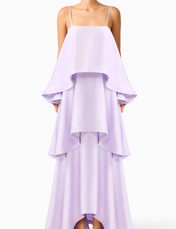 Soléa – Women's Satin Tiered Maxi Dress
