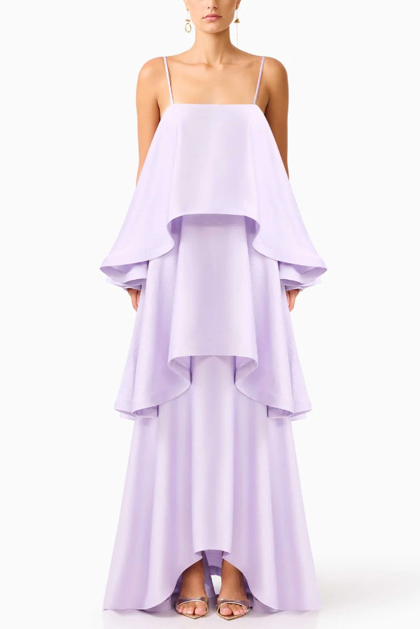 Soléa – Women's Satin Tiered Maxi Dress