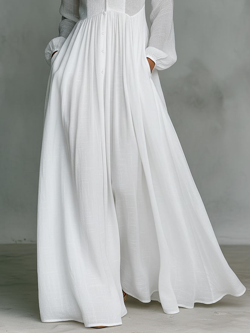 Elowara | Cotton Linen Patchwork Maxi Dress
