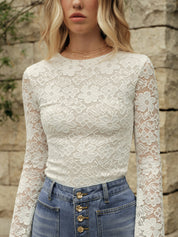 Velisse | Women’s Floral Lace Long Sleeve Top