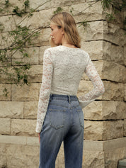 Velisse | Women’s Floral Lace Long Sleeve Top