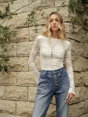 Velisse | Women’s Floral Lace Long Sleeve Top