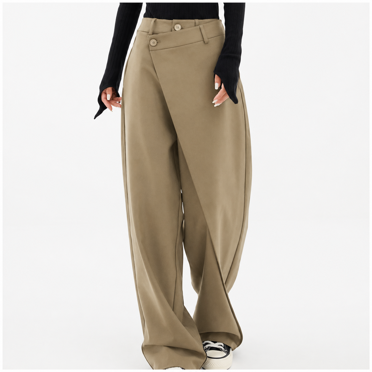Vireza | Women’s Asymmetrical Button Wide Leg Dress Pants