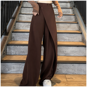 Vireza | Women’s Asymmetrical Button Wide Leg Dress Pants