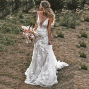 Aurevina – Women’s Deep V-Neck Custom Wedding Dress