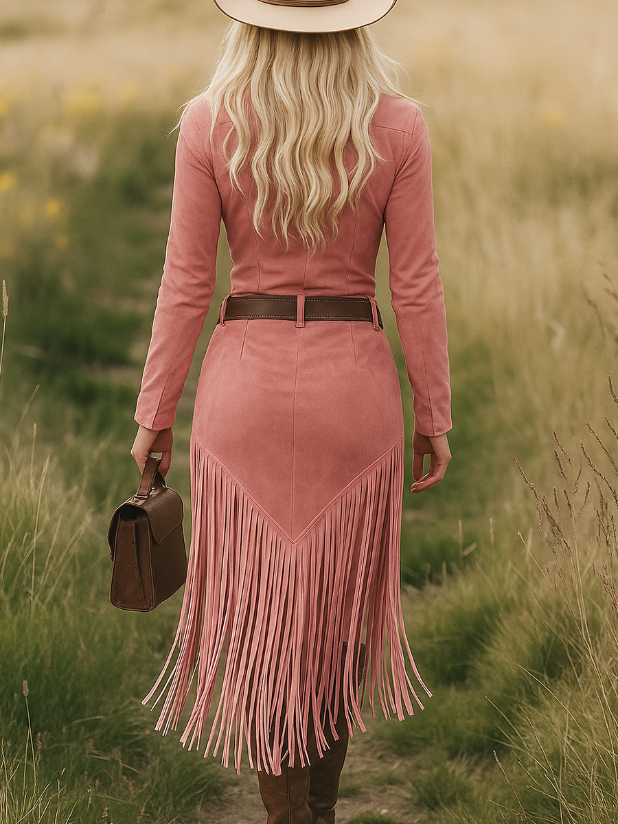 Sorella | Suede Western Tassel Midi Dress