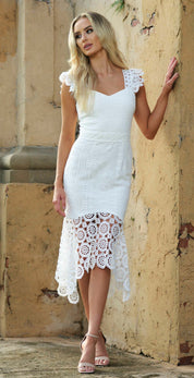 Seraphina | White Lace Midi Dress