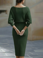 Valeria | Women’s Draped Cowl Neck Midi Dress