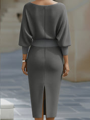 Valeria | Women’s Draped Cowl Neck Midi Dress