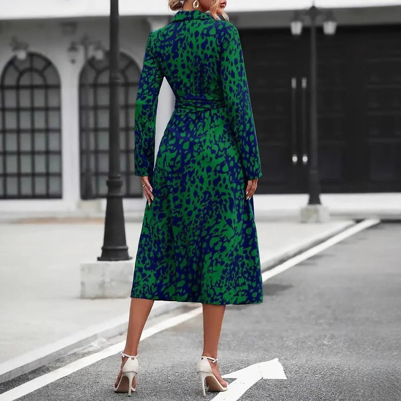 Marivelle | Women’s Button Down A-Line Midi Dress with Waist Tie