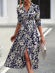 Marivelle | Women’s Button Down A-Line Midi Dress with Waist Tie