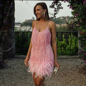 Serelina | Women’s Feather Trim Mini Dress
