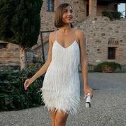 Serelina | Women’s Feather Trim Mini Dress