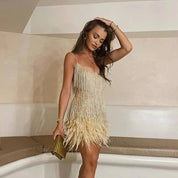Serelina | Women’s Feather Trim Mini Dress