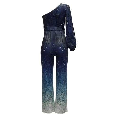 Disvera | Women’s One Shoulder Ombre Jumpsuit