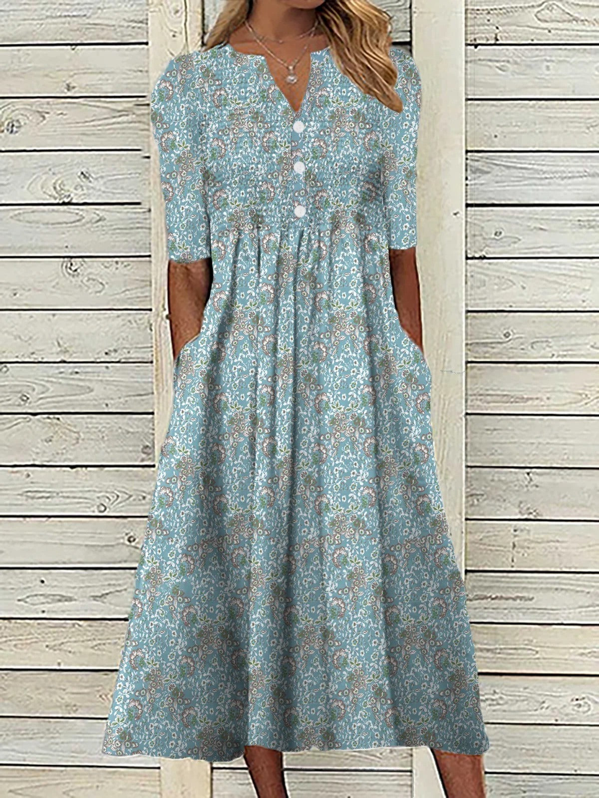 Alverina | Women’s Floral Pleated Maxi Dress