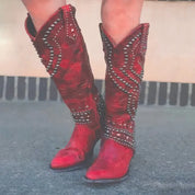 Zarvella - Women’s Studded Western Knee-High Boots
