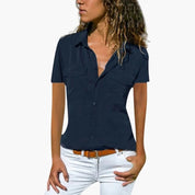 Aveline | Women’s Short Sleeve Button Down Summer Blouse