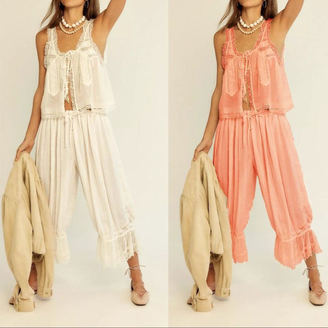 Aveline - Women’s Lace Trim Cotton Set