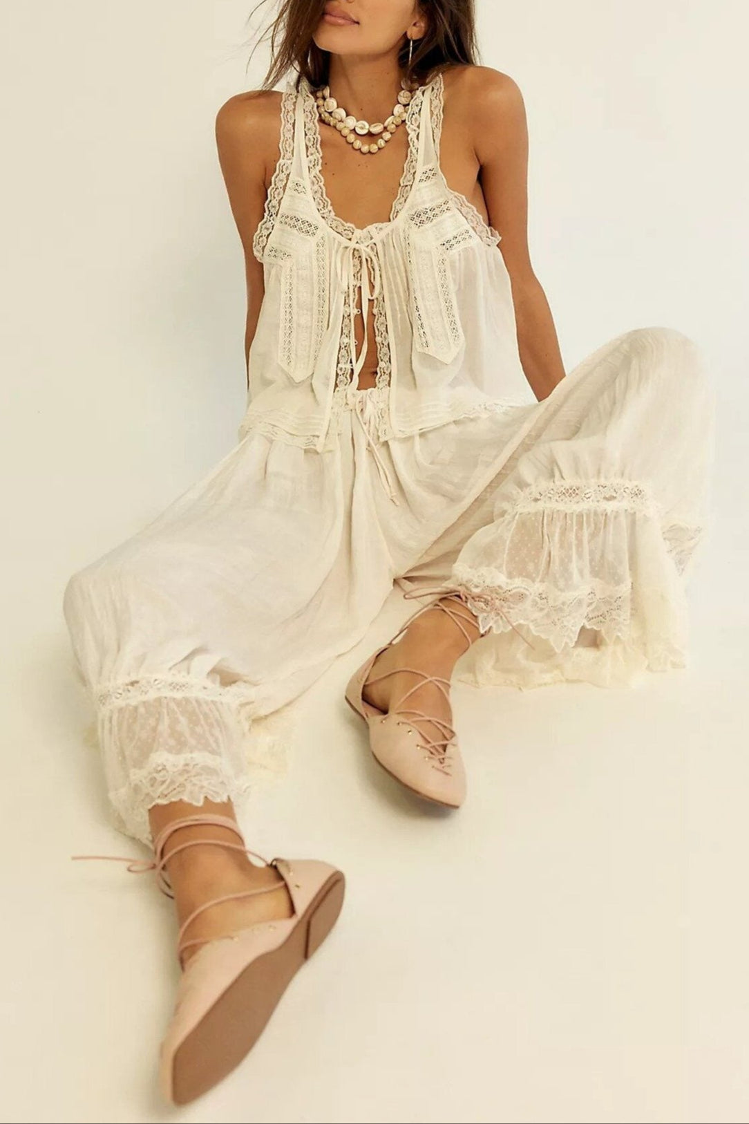 Aveline - Women’s Lace Trim Cotton Set