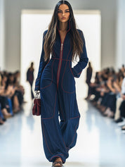 Rosvera | Vintage Red Denim Jumpsuit