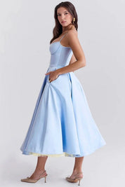 Ayet | Women’s Satin Bodice Tulle Midi Dress