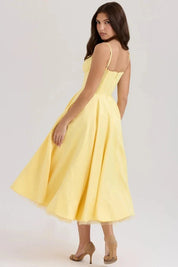 Ayet | Women’s Satin Bodice Tulle Midi Dress