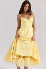 Ayet | Women’s Satin Bodice Tulle Midi Dress