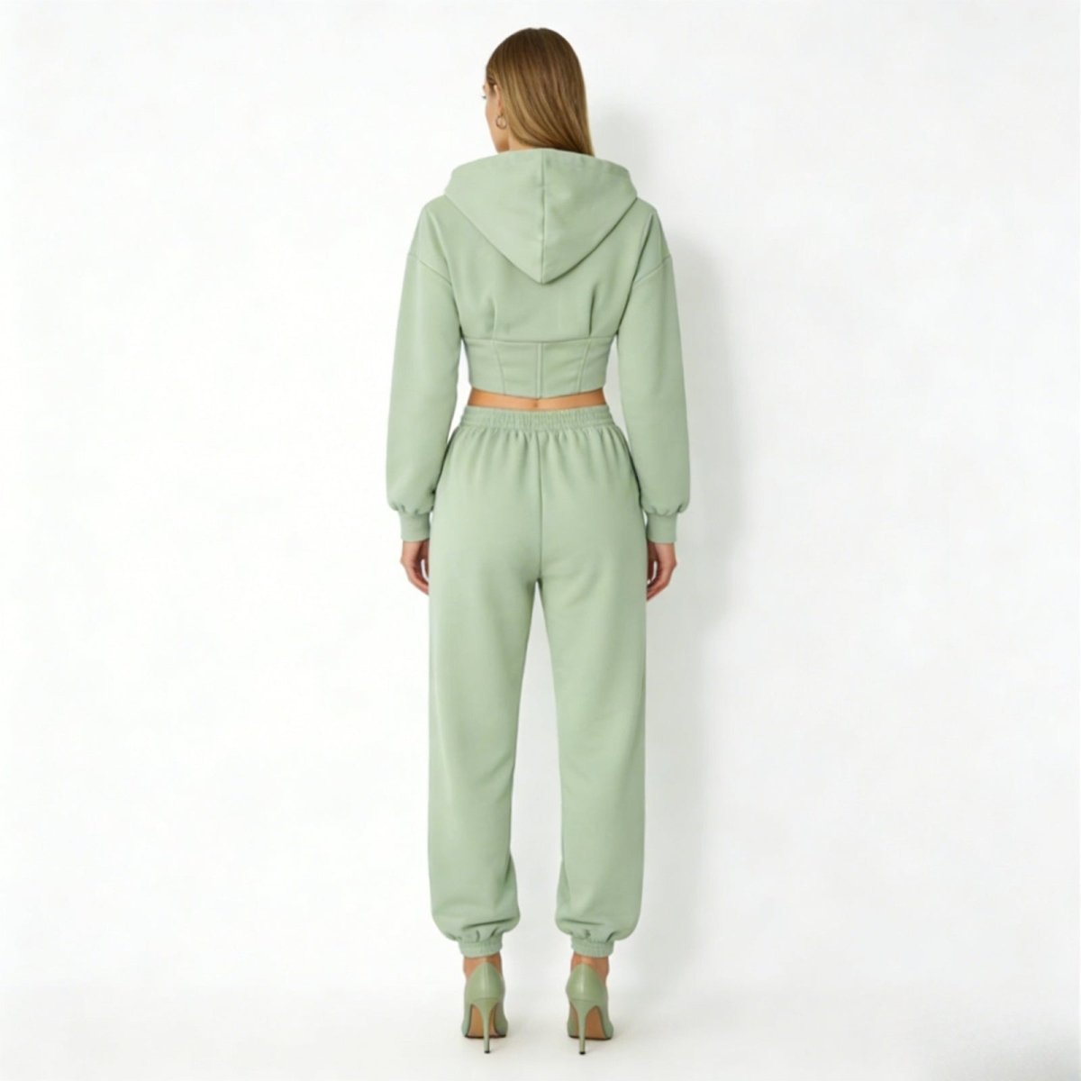 Elara | Women’s Fleece Corset Waist Sweatsuit Set