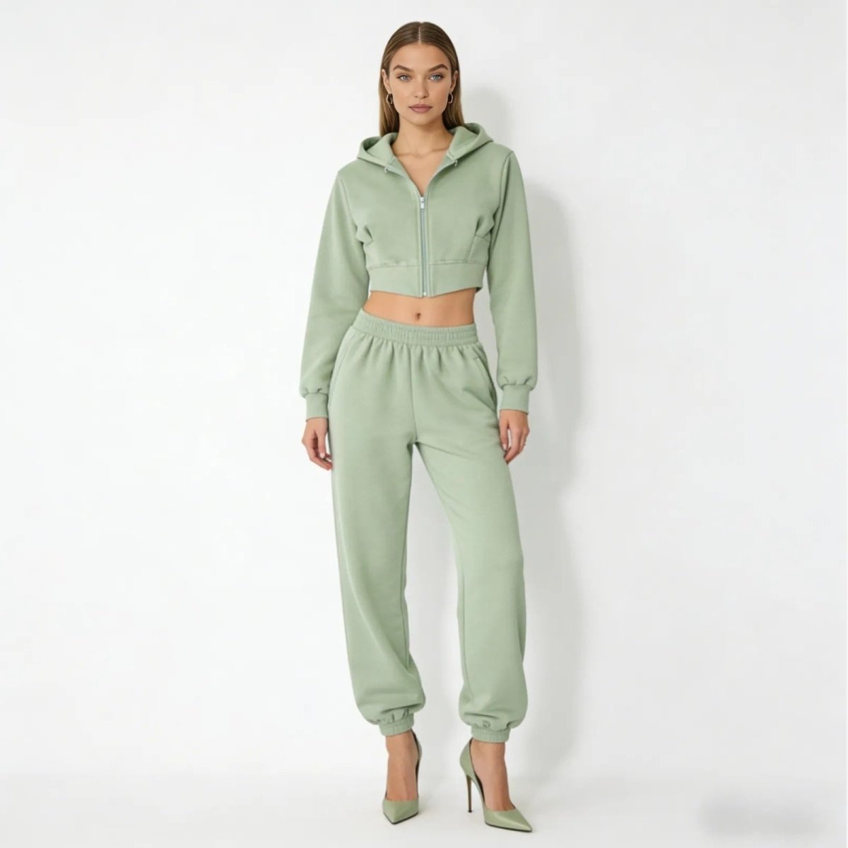 Elara | Women’s Fleece Corset Waist Sweatsuit Set
