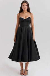 Ayet | Women’s Satin Bodice Tulle Midi Dress